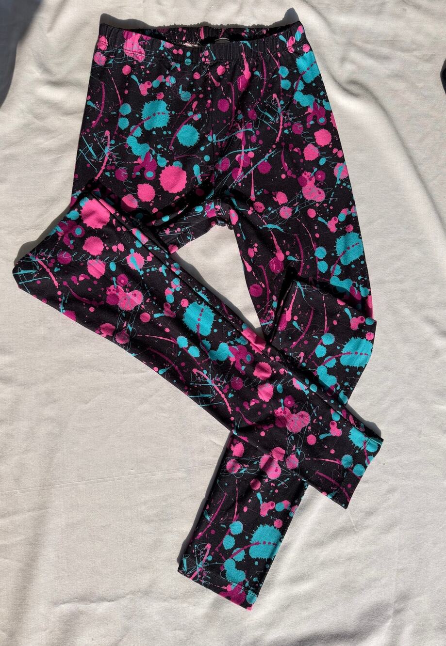 Y2K Retro Sissycos NWT Black Artistic Splash 80s 90s Funky Graffiti Leggings S